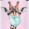 Promo ???? MuchoWow Koffer - Giraffe - Kauwgom - Roze - Blauw - 35x55x20 Cm - ???? Handbagage - Trolley - Fotokoffer ????