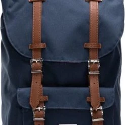 Groothandel ???? Herschel Little America - Navy/Tan Synthetic Leather / Ruime Rugzak Met 25L Opbergvolume - 15" Fleece-gevoerd Laptopvak - Magnetische Sluiting / Met Levenslange Fabrieksgarantie / Limited Lifetime Warranty / Blauw ???? -New Rebels shop 487x840 3