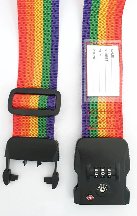 Beste Verkoop ❤️ SUNMOOL Kofferriem Met TSA Cijfer Slot - Bagage Riem - Luggage Strap - 200 Cm - Regenboog - 2 Stuks ???? 5 Beste Verkoop ❤️ SUNMOOL Kofferriem Met TSA Cijfer Slot - Bagage Riem - Luggage Strap - 200 Cm - Regenboog - 2 Stuks ???? - Afbeelding 3