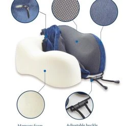 Hete verkoop ???? SUNMOOL Memory Foam Nekkussen Inclusief Slaapmasker & Oordopjes - Reiskussen - Vliegtuig Kussen - Travel Pillow : Blauw ❤️ -New Rebels shop 533x840 3
