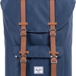 Groothandel ???? Herschel Little America - Navy/Tan Synthetic Leather / Ruime Rugzak Met 25L Opbergvolume - 15" Fleece-gevoerd Laptopvak - Magnetische Sluiting / Met Levenslange Fabrieksgarantie / Limited Lifetime Warranty / Blauw ????