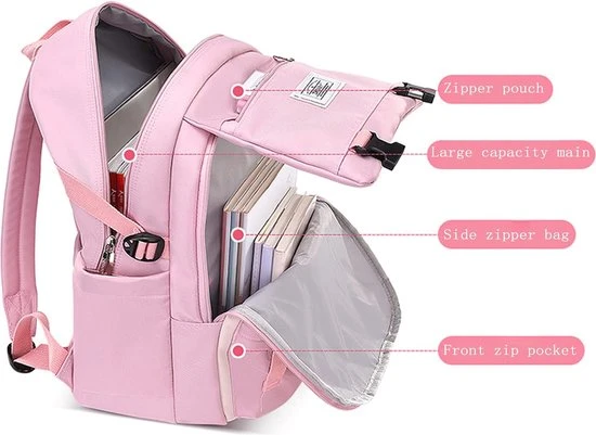 Beste deal ???? Veran Rugzak - Rugtas - School - Meisjes - Jongens - Tieners - Waterdicht - Boekentas - 25 Liter - Roze ???? 7 Beste deal ???? Veran Rugzak - Rugtas - School - Meisjes - Jongens - Tieners - Waterdicht - Boekentas - 25 Liter - Roze ???? - Afbeelding 5