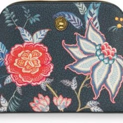 Korting ???? Pip Studio Medium Driehoek Make-up Tas - Donkerblauw - Flower Festival ????