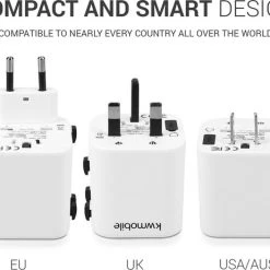 Gloednieuw ❤️ Kwmobile Wereldstekker Universeel - Reisstekker Geschikt Voor De Hele Wereld - Europa, Verenigde Staten, Afrika, Australië En Azië - Wit ???? -New Rebels shop 550x462 4