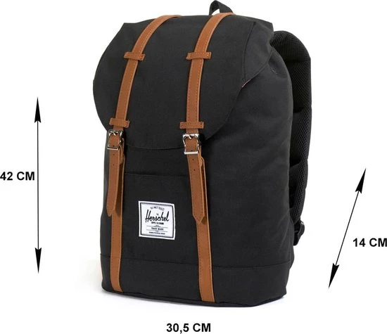 Gloednieuw ❤️ Herschel Retreat - Black/Tan Synthetic Leather / Rugzak Met 15" Fleece Gevoerd Laptopvak - 19.5L Opbergruimte - Magnetische Sluiting / Met Levenslange Fabrieksgarantie / Limited Lifetime Warranty / Zwart ???? 20 Gloednieuw ❤️ Herschel Retreat - Black/Tan Synthetic Leather / Rugzak Met 15" Fleece Gevoerd Laptopvak - 19.5L Opbergruimte - Magnetische Sluiting / Met Levenslange Fabrieksgarantie / Limited Lifetime Warranty / Zwart ???? - Afbeelding 18