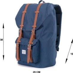 Groothandel ???? Herschel Little America - Navy/Tan Synthetic Leather / Ruime Rugzak Met 25L Opbergvolume - 15" Fleece-gevoerd Laptopvak - Magnetische Sluiting / Met Levenslange Fabrieksgarantie / Limited Lifetime Warranty / Blauw ???? -New Rebels shop 550x487 4