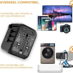 Korting ???? Douxe Universele Wereldstekker - Fast Charging Reisstekker Te Gebruiken In +150 Landen! - Zwart ???? -New Rebels shop 550x502 1