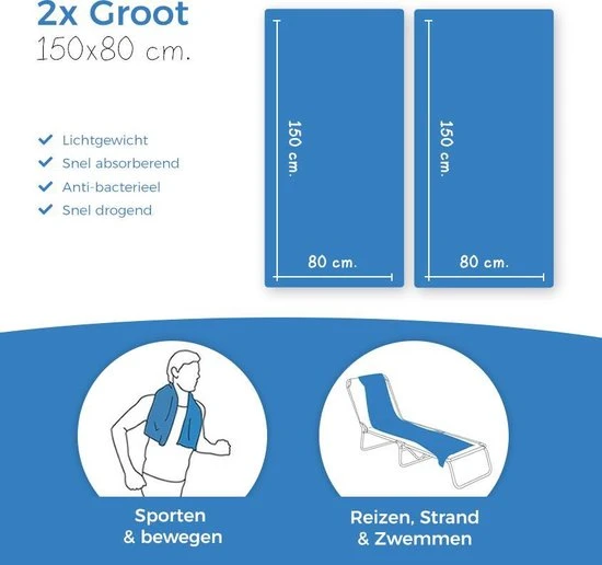 Begroting ???? TravelGuru Microvezel Reis Handdoek Set Van 2x Large (85 * 150cm) - Sneldrogende Lichtgewicht Microvezel Handdoek Ideaal Voor Sporten, Reizen, Outdoor & Strand - Microfiber Travel Towel - XL - Blauw ???? 6 Begroting ???? TravelGuru Microvezel Reis Handdoek Set Van 2x Large (85 * 150cm) - Sneldrogende Lichtgewicht Microvezel Handdoek Ideaal Voor Sporten, Reizen, Outdoor & Strand - Microfiber Travel Towel - XL - Blauw ???? - Afbeelding 4