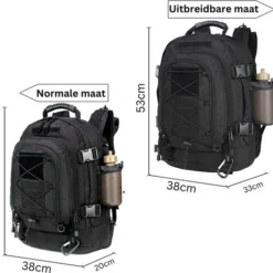 Korting ✨ Thuys - ???? Backpack 60 Liter - Rugzak – Waterdicht - Militaire - Ademend – Zwart ???? -New Rebels shop 550x517