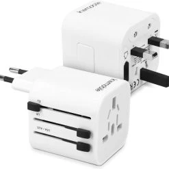 Gloednieuw ❤️ Kwmobile Wereldstekker Universeel - Reisstekker Geschikt Voor De Hele Wereld - Europa, Verenigde Staten, Afrika, Australië En Azië - Wit ????