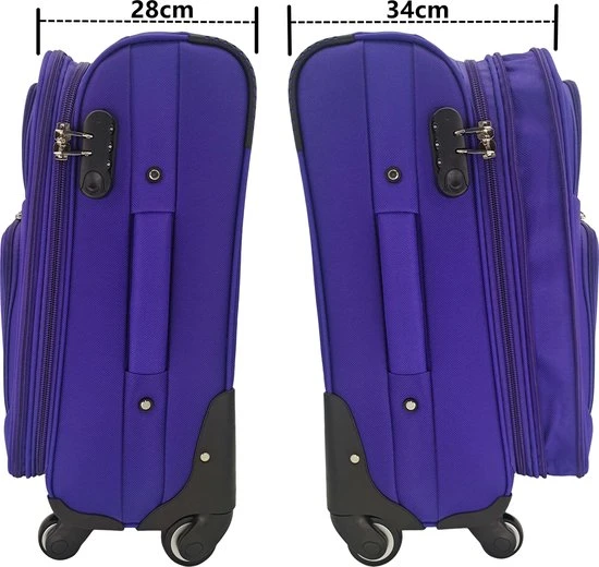 Begroting ???? SB Travelbags Bagage Stoffen Koffer 75cm 4 Wielen Trolley - Paars ???? 8 Begroting ???? SB Travelbags Bagage Stoffen Koffer 75cm 4 Wielen Trolley - Paars ???? - Afbeelding 6