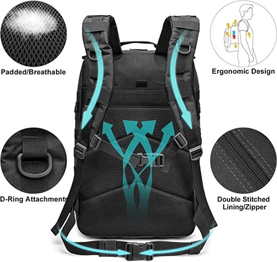 Aanbiedingen ???? IBright 45L Militaire Rugzak | Tactische Rugzak | Oxford Stof | Waterdicht | Zwart ✨ 8 Aanbiedingen ???? IBright 45L Militaire Rugzak | Tactische Rugzak | Oxford Stof | Waterdicht | Zwart ✨ - Afbeelding 6