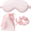 Uitgang ???? Malinsi Slaapmasker 3-in-1 Bijpassend Zakje En Scrunchie - Roze - Oogmasker - Vrouwen - Zijde - Slaapmaskers - Slaap - Cadeau Voor Haar - Sinterklaas & Kerst ❤️ -New Rebels shop 550x523