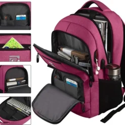 Coupon ❤️ Laptoprugzak Met USB-oplaadconnector Voor Mannen En Vrouwen Voor Werk School Schoolrugzak Voor Jongens En Tieners Met Laptopvak En Antidiefstaltas, 15,6 Inch Roze., 15,6 Inch ❤️