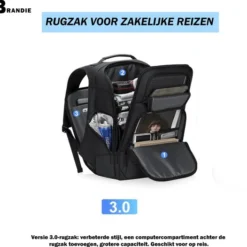 Goedkoop ???? Brandie® - Rugzak - Fit 15.6 Inch Laptop Rugzak - Schooltas - Reistas - Gewicht 1.2kg - Voor Heren Tas - Waterdichte Rugzakken - Opladen Via USB - Anti Diefstal - Hoge Capaciteit - 5076(3.0) Zwart - Maat 46*35*22*(cm) ???? -New Rebels shop 550x526