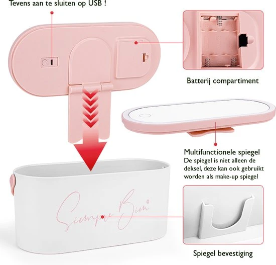 Beste deal ⭐ Siempre Bien Beautycase Wit - LED-spiegel - Make Up - Make-up Org - Make-up Organizer Met Spiegel - Make-up Koffer - Beautycase - Multifunctioneel - Reisformaat ❤️ 5 Beste deal ⭐ Siempre Bien Beautycase Wit - LED-spiegel - Make Up - Make-up Org - Make-up Organizer Met Spiegel - Make-up Koffer - Beautycase - Multifunctioneel - Reisformaat ❤️ - Afbeelding 3