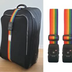 Beste Verkoop ❤️ SUNMOOL Kofferriem Met TSA Cijfer Slot - Bagage Riem - Luggage Strap - 200 Cm - Regenboog - 2 Stuks ????