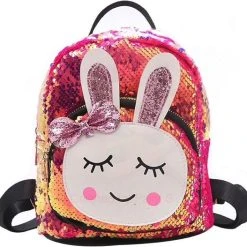 Beste Verkoop ???? Novalino Rugtas - Meisjes - Rugzak - Schooltas - Fuchsia - Roze - Rugzak - 22x32 Cm - Glitter - Tas - Konijntje - Pailletten - 3-8 Jaar - CADEAU TIP! ????