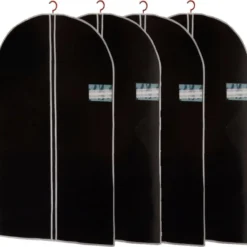 Flash-uitverkoop ???? Merkloos Set Van 4x Stuks Zwarte Kledinghoezen 60 X 150 Cm - Kledinghoezen - Bescherm Hoezen Voor Kleding ⌛