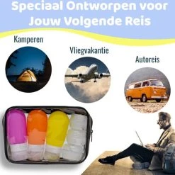 Nieuw ???? Mmoods Silicone Reisflesjes Met Doorzichtige Etui Voor ???? Handbagage - Reisset Met Potjes En Silicone Flacons En Transparante Toilettas - 3 Stuks Van 80 Ml - Geel Paars En Oranje ✔️ -New Rebels shop 550x529 5