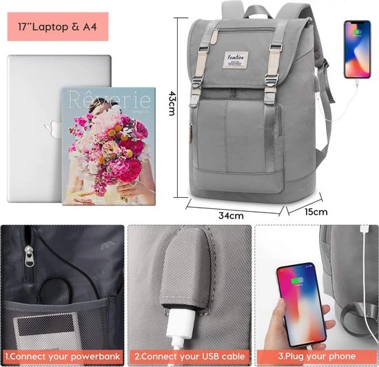 Top 10 ✔️ Rugzak Dames Reisrugzak Unisex, Schoolrugzak Meisje Tienerrugzak Laptop Met 17 Inch Laptopvak Voor Universitaire Studenten Leraren, Laptoprugzak Casual Rugzak Dagrugzak Voor Werk, Vrije Tijd ???? 4 Top 10 ✔️ Rugzak Dames Reisrugzak Unisex, Schoolrugzak Meisje Tienerrugzak Laptop Met 17 Inch Laptopvak Voor Universitaire Studenten Leraren, Laptoprugzak Casual Rugzak Dagrugzak Voor Werk, Vrije Tijd ???? - Afbeelding 2