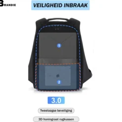 Goedkoop ???? Brandie® - Rugzak - Fit 15.6 Inch Laptop Rugzak - Schooltas - Reistas - Gewicht 1.2kg - Voor Heren Tas - Waterdichte Rugzakken - Opladen Via USB - Anti Diefstal - Hoge Capaciteit - 5076(3.0) Zwart - Maat 46*35*22*(cm) ???? -New Rebels shop 550x533 1