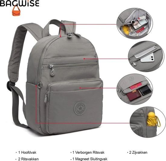 Top 10 ???? Bagwise® Rugzak - Rugtas - 10 Lt - S - Dames - Heren - (3060) Grijs ???? 9 Top 10 ???? Bagwise® Rugzak - Rugtas - 10 Lt - S - Dames - Heren - (3060) Grijs ???? - Afbeelding 7