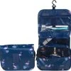 Flash-uitverkoop ???? SLC Collection Toilettas Met Haak -Donkerblauw - Flamingo's - Beautycase - Organizer - Reistas - Uitklapbare Toilettas - Trendy ????