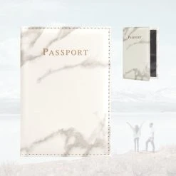 Beste deal ✨ Paspoort Hoes - Paspoort Cover Marmer Grijs – Kunstleer – Inclusief Pashouder – Spatwaterdicht - Thousandtravelmiles ✨
