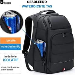 Goedkoop ???? Brandie® - Rugzak - Fit 15.6 Inch Laptop Rugzak - Schooltas - Reistas - Gewicht 1.2kg - Voor Heren Tas - Waterdichte Rugzakken - Opladen Via USB - Anti Diefstal - Hoge Capaciteit - 5076(3.0) Zwart - Maat 46*35*22*(cm) ???? -New Rebels shop 550x540 5