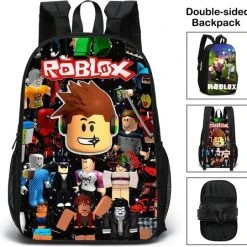 Nieuw ???? Merkloos Gift Land® Roblox Rugzak/ Boekentas- Kinder Rugtas - Blauw Schooltas - Dubbel Zijdige Afbeeldingen- 16 Liter - 3 Ritsvakken ????