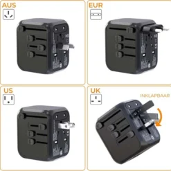 Korting ???? Douxe Universele Wereldstekker - Fast Charging Reisstekker Te Gebruiken In +150 Landen! - Zwart ???? -New Rebels shop 550x541 2