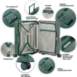 Uitgang ???? CarryOn Protector Luxe Koffer - Trolley 66cm Met TSA-klikslot - 4-delige Packer Set - Ultralicht - Groen ???? -New Rebels shop 550x546