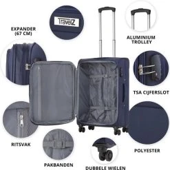 Beste recensies van ???? Travelz Softspinner TSA Reiskoffer - Trolley 77cm En 104 + 16 Ltr - Blauw ???? -New Rebels shop 550x547 4