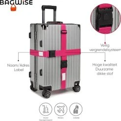 Hete verkoop ???? Bagwise 2 X Kofferriem - Bagage Band - Luggage Belt - Bagage Gordel -Afstelbaar - 200cm X 5cm - Roze ???? -New Rebels shop 550x548 1