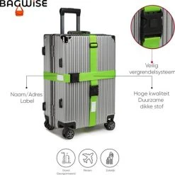 Gloednieuw ✔️ Bagwise 2 X Kofferriem - Bagage Band - Luggage Belt - Bagage Gordel -Afstelbaar - 200cm X 5 Cm - Groen ???? -New Rebels shop 550x548 3