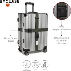 Begroting ???? Bagwise 2 X Kofferriem - Bagage Band - Luggage Belt - Bagage Gordel -Afstelbaar - 175cm Lang 5 Cm Breed - Khaki ???? -New Rebels shop 550x548 7