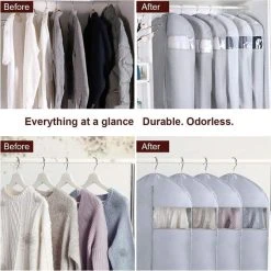 Beste deal ???? Merkloos Kledinghoes - 6 X Grijze Waterdichte Kledinghoes - 3 Lange En 3 Korte Met Transparant Kijkvenster - Wasbaar - Stevige Ritssluiting ???? -New Rebels shop 550x550 330