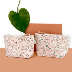 Beste Verkoop ???? Merkloos Make-Up Tasje / Etui / Toilettas Met Trendy Kleurrijk Terrazzo Patroon - Terracotta ???? -New Rebels shop 550x550 447