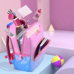 Uitgang ⭐ Starry Sky NIEUWE GELEIDELIJKE KLEUR STERRENHEMEL WATERDICHTE KINDEREN BASISSCHOOL LAPTOP RUGZAK BOEK TAS MET NACHT REFLECTERENDE RIEM (ROZE BLAUW) ⭐ -New Rebels shop 550x550 517