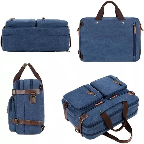 Korting ???? Mainbags Laptoptas - 3in1- 15Inch - Blauw - 15 Vak - Canvas - Leer ✔️ 7 Korting ???? Mainbags Laptoptas - 3in1- 15Inch - Blauw - 15 Vak - Canvas - Leer ✔️ - Afbeelding 5