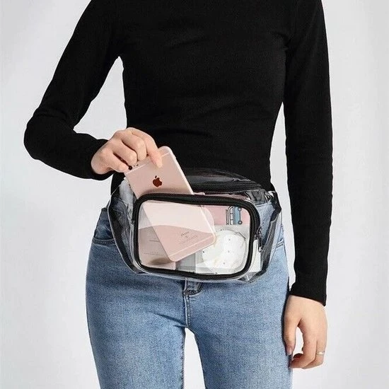 Aanbiedingen ???? Merkloos Heuptas Holografisch - Fanny Pack - Buideltasje - Heuptasje Dames - Festival Tasje - PVC - 28 X 15 Cm - Transparant - Zwart ???? 4 Aanbiedingen ???? Merkloos Heuptas Holografisch - Fanny Pack - Buideltasje - Heuptasje Dames - Festival Tasje - PVC - 28 X 15 Cm - Transparant - Zwart ???? - Afbeelding 2
