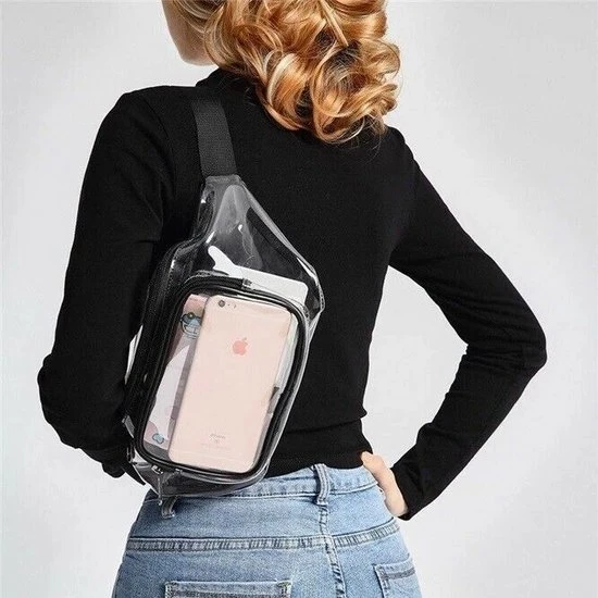 Aanbiedingen ???? Merkloos Heuptas Holografisch - Fanny Pack - Buideltasje - Heuptasje Dames - Festival Tasje - PVC - 28 X 15 Cm - Transparant - Zwart ???? 5 Aanbiedingen ???? Merkloos Heuptas Holografisch - Fanny Pack - Buideltasje - Heuptasje Dames - Festival Tasje - PVC - 28 X 15 Cm - Transparant - Zwart ???? - Afbeelding 3