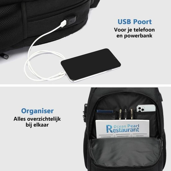 Flash-uitverkoop ⭐ Kono Rugzak - Schooltas - 15,6 Inch Laptop Rugtas - Dames/Heren - 28L - Waterafstotend - Zwart ???? 5 Flash-uitverkoop ⭐ Kono Rugzak - Schooltas - 15,6 Inch Laptop Rugtas - Dames/Heren - 28L - Waterafstotend - Zwart ???? - Afbeelding 3