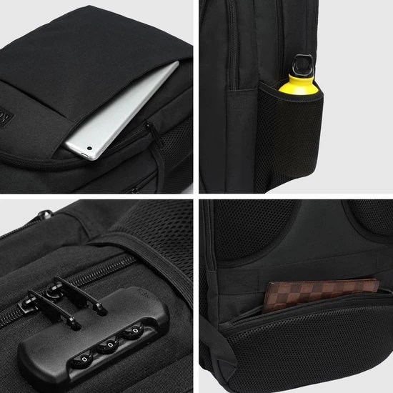 Flash-uitverkoop ⭐ Kono Rugzak - Schooltas - 15,6 Inch Laptop Rugtas - Dames/Heren - 28L - Waterafstotend - Zwart ???? 7 Flash-uitverkoop ⭐ Kono Rugzak - Schooltas - 15,6 Inch Laptop Rugtas - Dames/Heren - 28L - Waterafstotend - Zwart ???? - Afbeelding 5