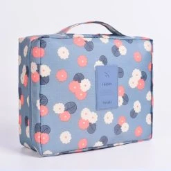 Beste deal ???? Somstyle Toilettas, Make-Up Tas - Travel Organizer - Reis Tas Voor Toiletartikelen, Make-Up - Dames En Heren - Blue Flowers ????