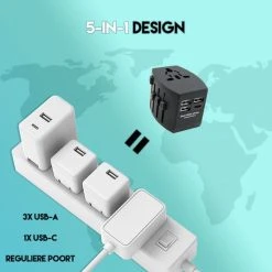 Kopen ❤️ MUNDAY Wereldstekker Universeel - Geschikt Voor 150+ Landen - Met Opberghoesje - Met USB-A En USB C Ingangen - Reisstekker - Amerika - Engeland - Zwart ???? -New Rebels shop 550x550 844
