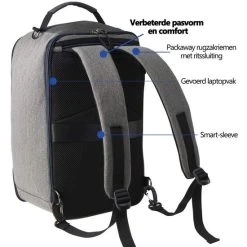 Flash-uitverkoop ???? Cabin Max CabinMax Manhatten – ???? Handbagage 20L – Rugzak – Schooltas - 40x20x25 Cm – Compact Reistas – Lichtgewicht – Grijs/Blauw ???? -New Rebels shop 550x550 860