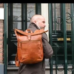 Aanbiedingen ???? Bear Design Pergola - Leren Laptop Rolltop Rugzak - 13 Inch - Cognac ???? -New Rebels shop 550x550 938