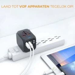 Korting ???? Douxe Universele Wereldstekker - Fast Charging Reisstekker Te Gebruiken In +150 Landen! - Zwart ???? -New Rebels shop 550x550 94